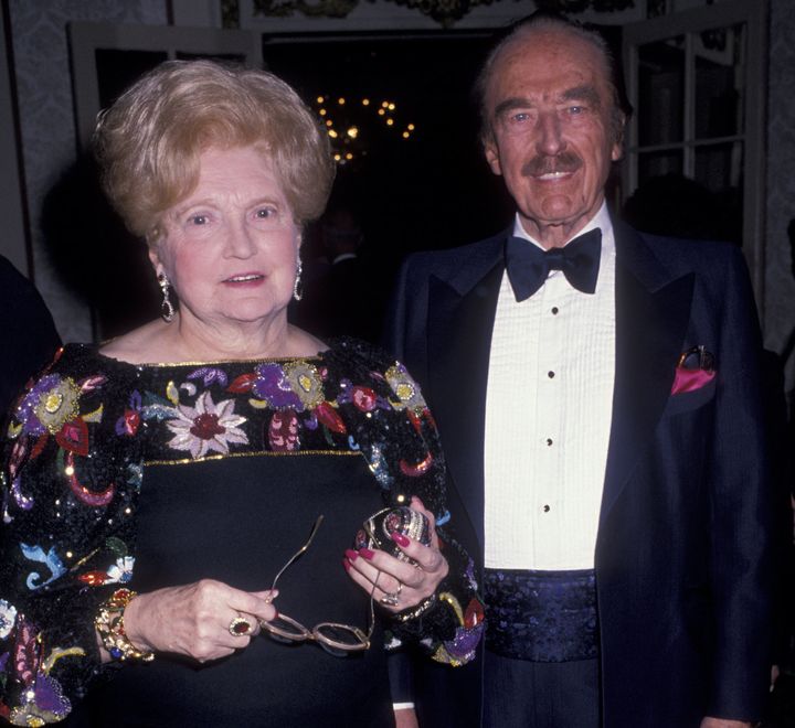 Donald Trump's parents, Mary MacLeod Trump and Fred Trump, at an awards dinner in New York in 1999.