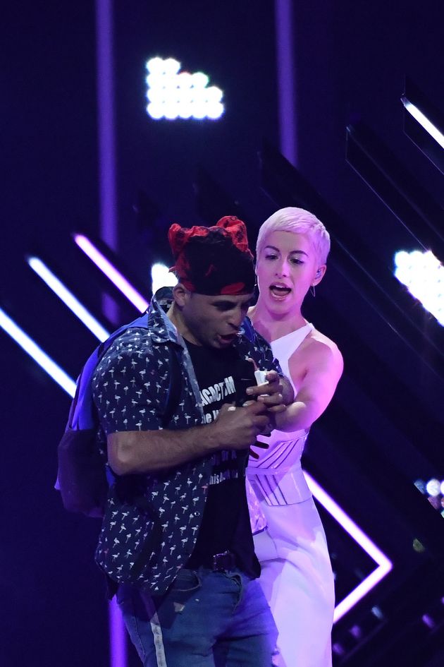 SuRie's Eurovision performance was interrupted by a stage invader