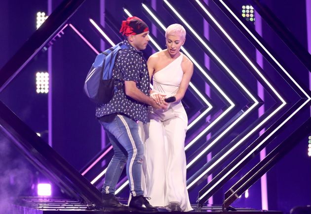 SuRie's performance was interrupted by a stage invader