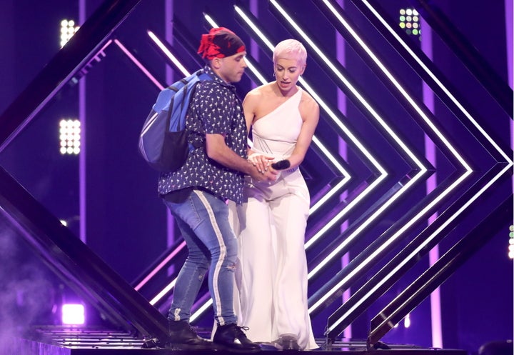 SuRie's performance was interrupted by a stage invader