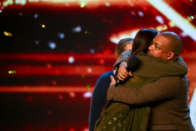 Alesha embraces Lifford after choosing him as her Golden Buzzer act