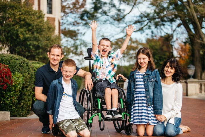 Allyson Buck with her family, from left, husband Nick, son James, son Sam and daughter Imogen.