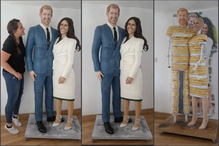 It took Lara Mason 250 hours over the last six weeks to create this life-size Prince Harry and Meghan Markle cake.