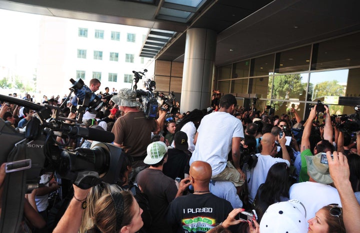 Media crews gathered outside the centre, but TMZ were miles ahead