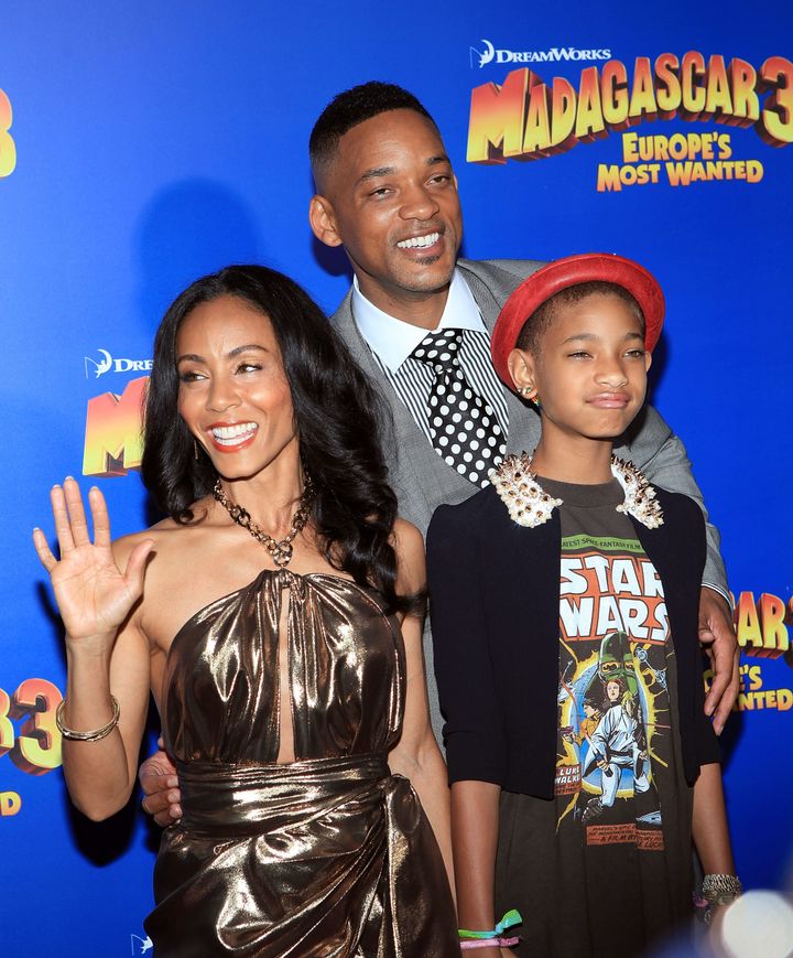 Jada Pinkett Smith, Will Smith and Willow Smith pictured together in 2012. 