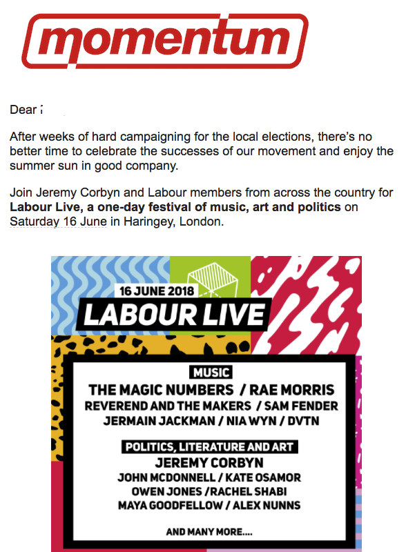 Momentum's rallying email