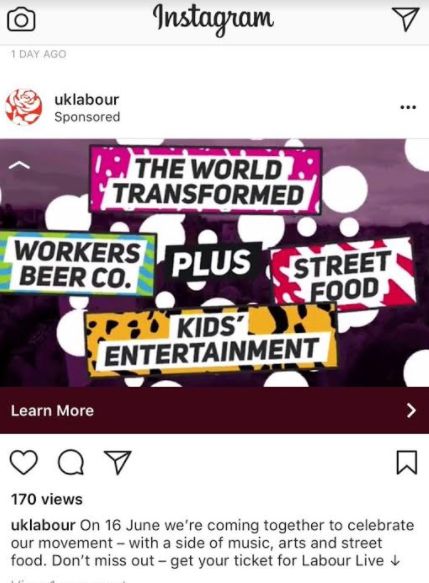 Instagram ads for the event