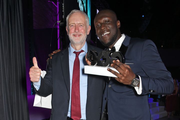 Jeremy Corbyn gets support from Stormzy at the GQ Men of the Year Awards