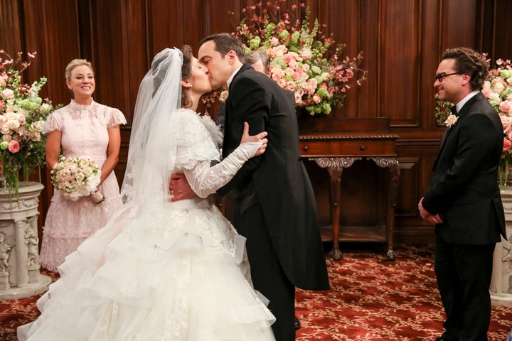 Mayim Bialik and Jim Parsons in "The Big Bang Theory."