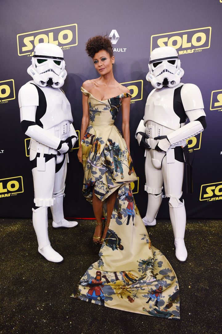 Thandie poses with Stormtroopers in Cannes