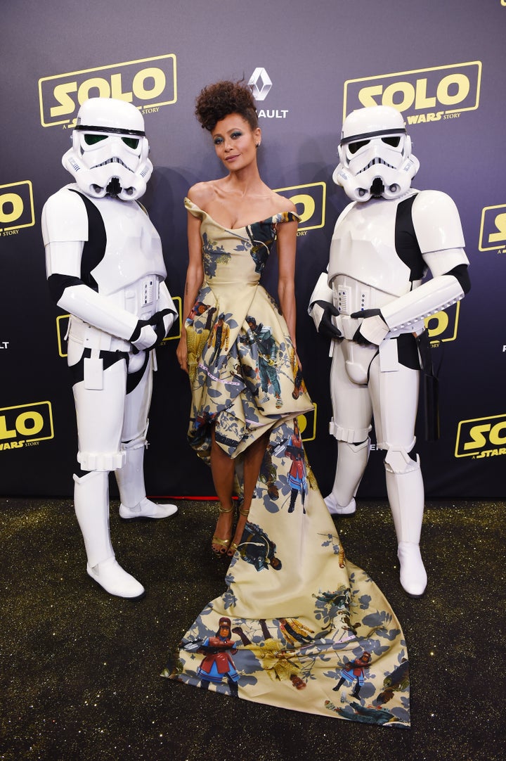 <strong>Thandie poses with Stormtroopers in Cannes</strong>
