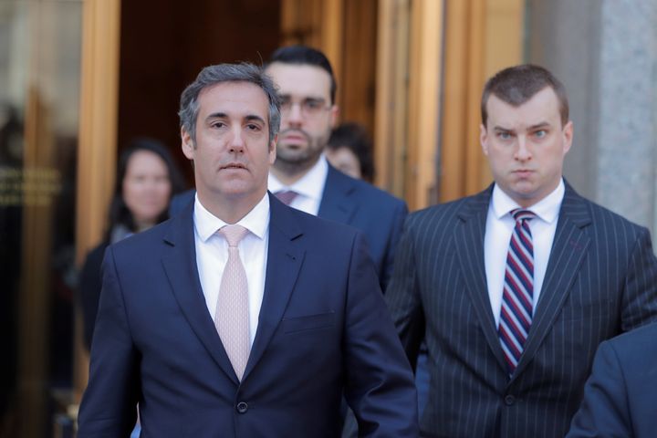 Trump's personal lawyer Michael Cohen, seen left, has admitted to having paid $130,000 to the adult film actress.