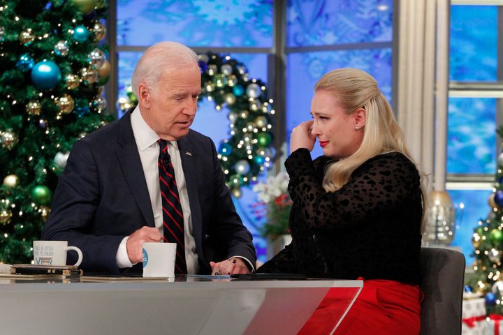 Former Vice President Joe Biden and Meghan McCain discuss their loved one's experiences with glioblastomas on "The View" on Dec. 13, 2017.