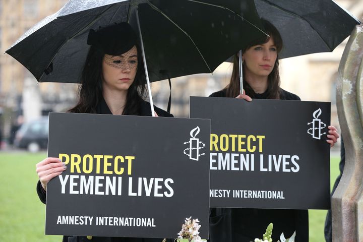 Amnesty protest at thousands of civilians killed in Saudi-led airstrikes