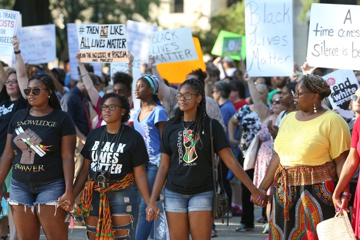 Activists gather during a Black Lives Matter rally in Charleston, West Virginia, on Aug. 20.