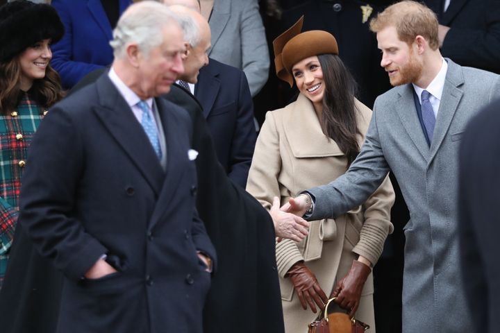 Meghan Markle with Prince Charles and Prince Harry at a Christmas Day church service 