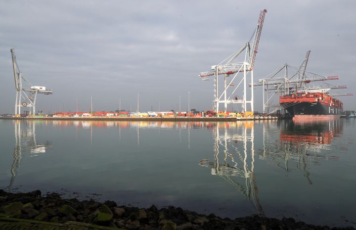 A container at the Port of Southampton 