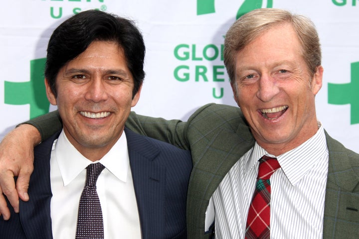 Steyer rarely gets involved in Democratic primaries, but he has endorsed California state Sen. Kevin de Leon (left), who is challenging Sen. Dianne Feinstein (D-Calif.).