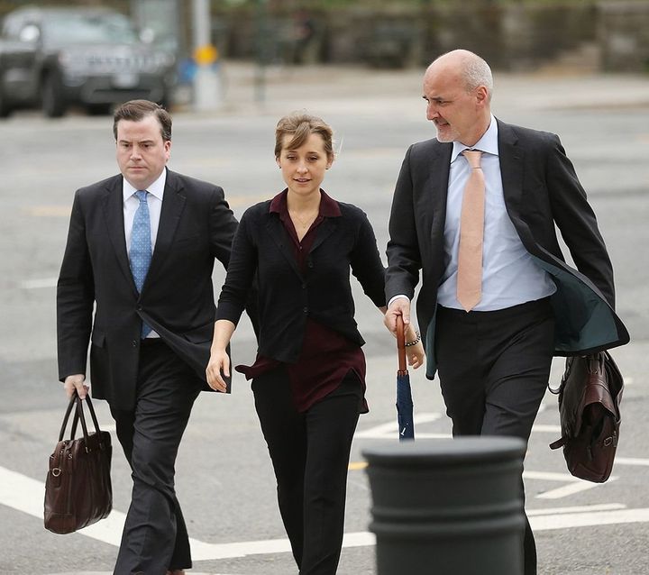 Allison Mack arrives at the United States Eastern District Court for a hearing in relation to the sex-trafficking charges filed against her on May 4, 2018, in New York City. 