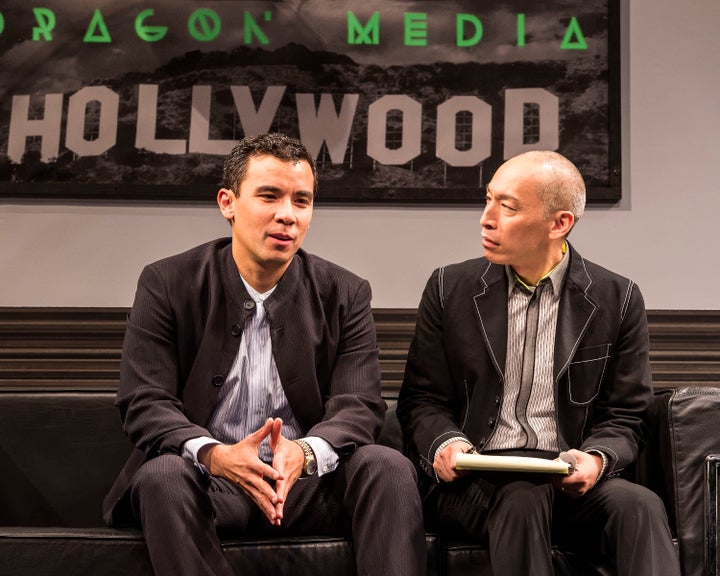 Conrad Ricamora (left) and Francis Jue in star in "Soft Power," now playing in Los Angeles. 