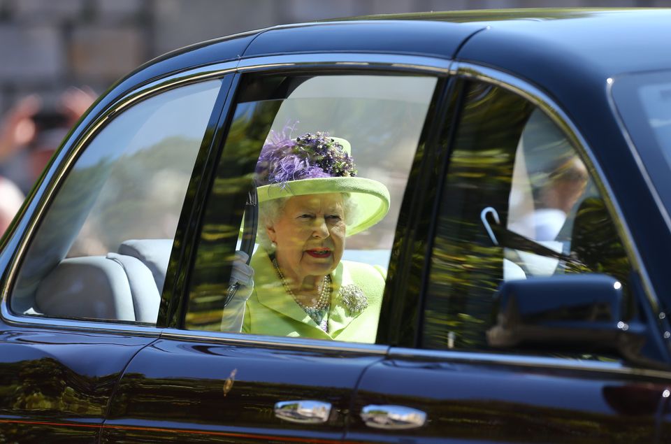 The Queen arriving to see her grandson wed 