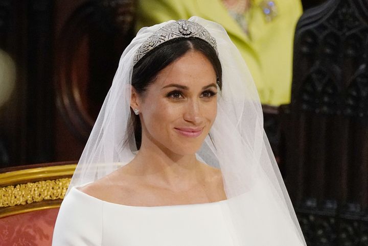 Meghan Markle on her wedding day in St. George's Chapel at Windsor Castle. 