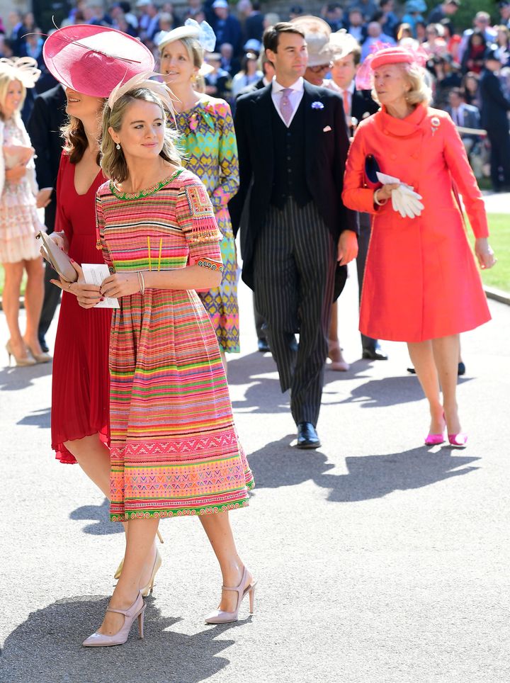 Cressida Bonas, in foreground, arrives at St. George's Chapel.