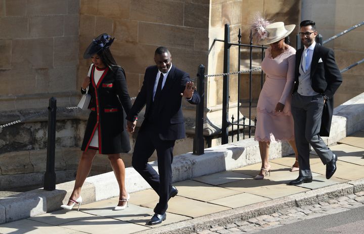 Idris Elba (second from left) and Oprah Winfery (second from right) arrive at St George's Chapel, Windsor Castle.