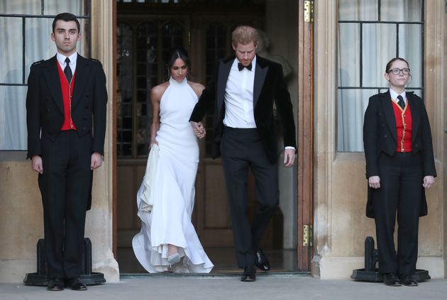 The newly married Duke and Duchess of Sussex, Meghan Markle and Prince Harry, leaving Windsor Castle.