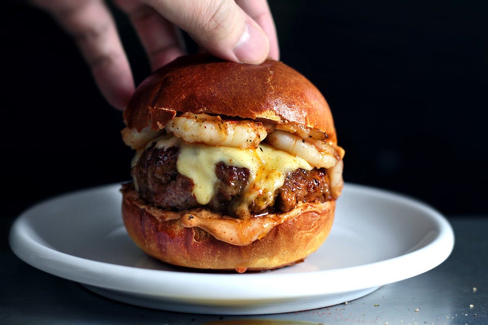 Mexican Chorizo and Garlic Shrimp Burger