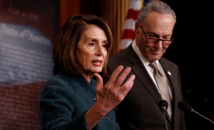 House Minority Leader Nancy Pelosi (D-Calif.) and Senate Minority Leader Chuck Schumer (D-N.Y.) at a news conference in March. They unveiled a slate of anti-corruption measures Monday.