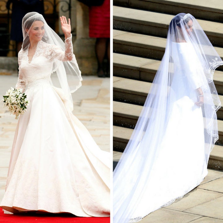 The Duchess of Cambridge to the left, the Duchess of Sussex to the right.