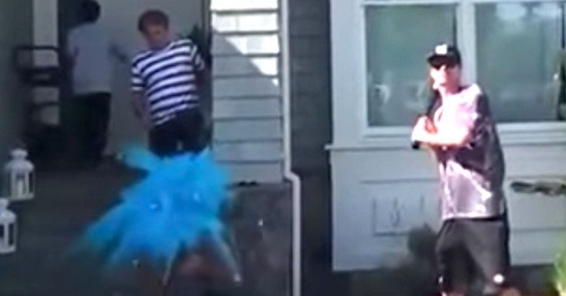 Gender Reveal Goes Wrong When Grandpa Takes An Exploding Pitch To The
