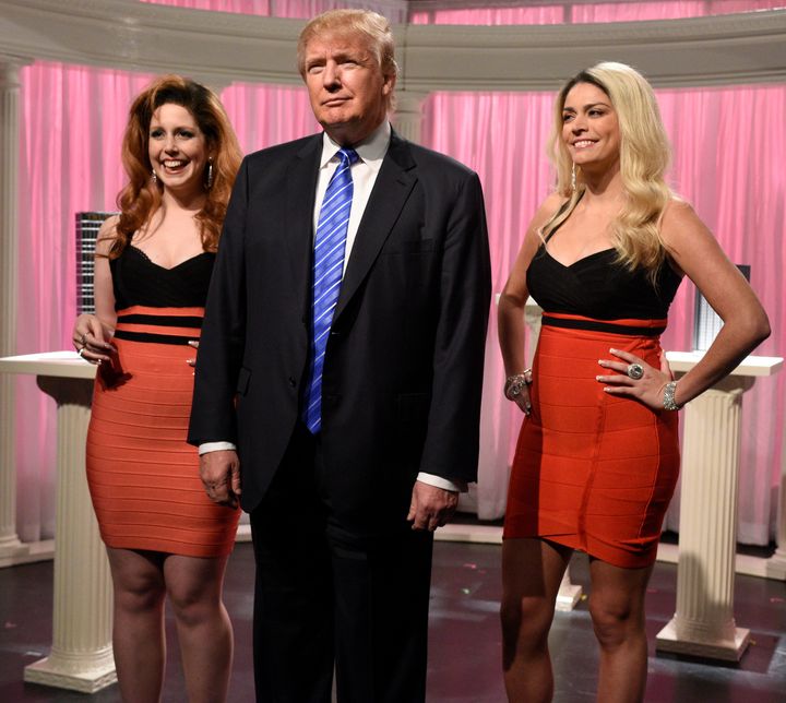 Donald Trump starred alongside Vanessa Bayer and Cecily Strong in the "Porn Stars" sketch on "Saturday Night Live" in 2015.