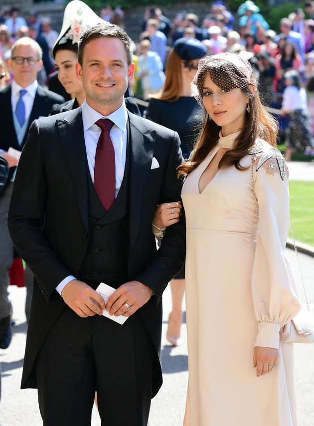 Patrick J Adams and Troian Bellisario at the royal wedding