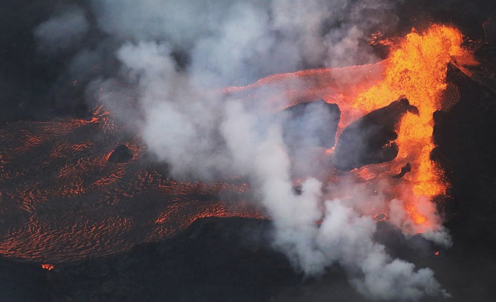 Lava flows from a Kilauea volcano fissure, toward the Pacific Ocean, on Hawaii's Big Island on May 21.