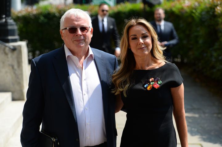 Christopher Biggins and Claire Sweeney arrive at Dale Winton's funeral