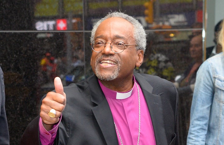 Bishop Michael Curry, seen here after his Tuesday appearance on ABC's "Good Morning America" in New York," has been in the spotlight since his sermon at the weekend's royal wedding .