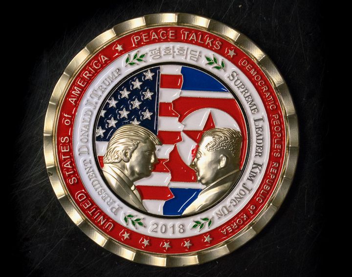 A coin released by the White House to celebrate a planned U.S.-North Korea summit. The talks’ status and their outcome remain uncertain.