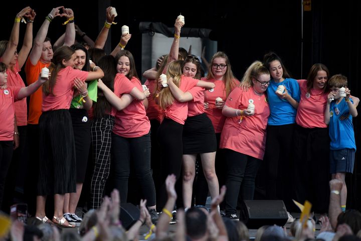 The Manchester Survivors Choir performs during the concert.