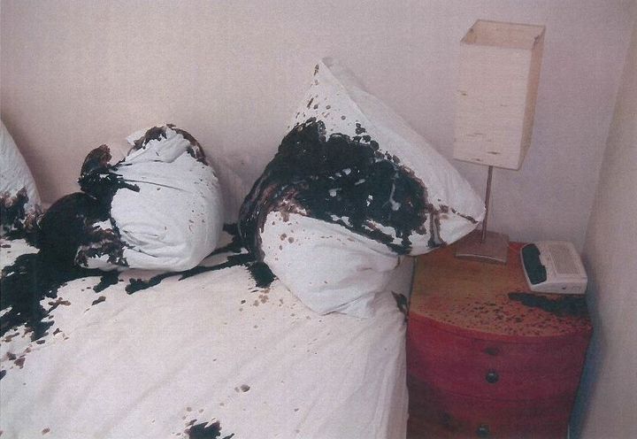 The scene where Mark Van Dongen was found after an acid attack.