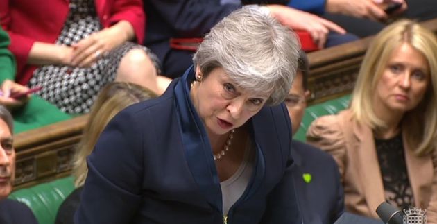 Prime Minister Theresa May speaks during Prime Minister's Questions in the House of Commons, London.