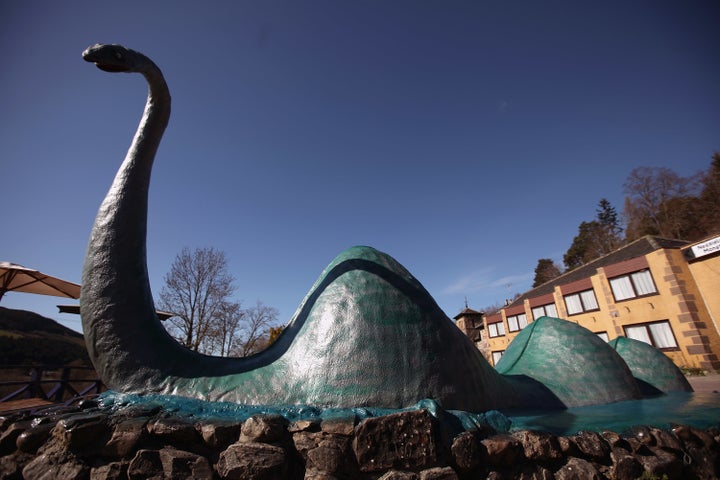 A model of the Loch Ness monster stands outside a visitor centre on March 30, 2012 in Drumnadrochit, United Kingdom. The vill