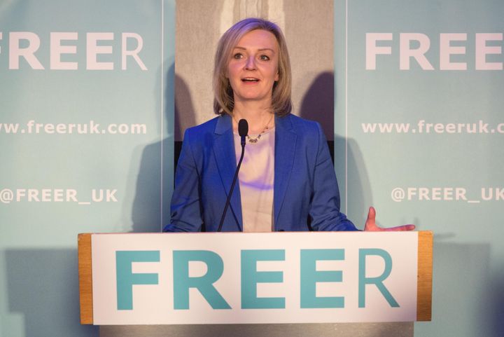 Liz Truss speaking at the launch of Freer in March