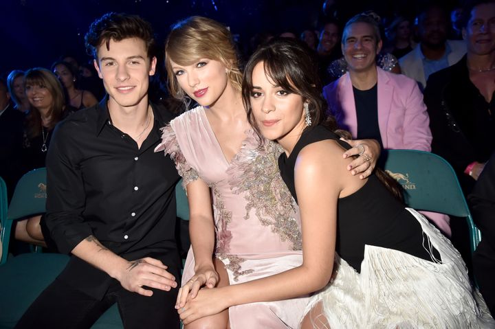 Shawn Mendes, Taylor Swift, Camila Cabello -- and look who's photobombing on the right.