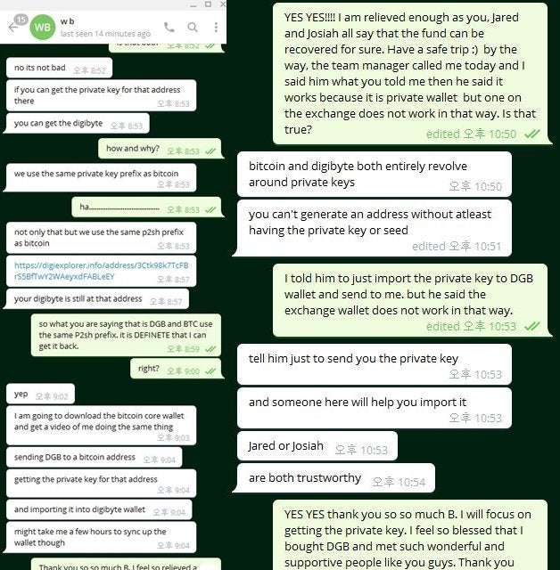 김씨가 디지바이트 재단 측과 오입금 문제 해결 방안을 논의한 대화 중 일부.
