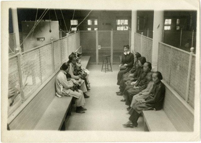 Chinese women detained at Angel Island, California. Courtesy of the California Historical Society.