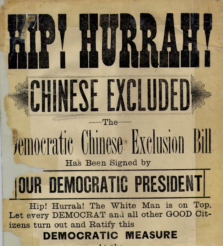 A poster celebrating the Chinese Exclusion Act's passage, proclaiming that "The White Man is on Top." Courtesy of the Royal BC Museum.