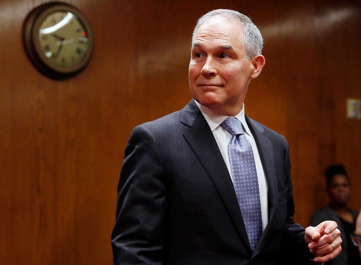 EPA Administrator Scott Pruitt arrives to testify before a Senate panel on May 16.