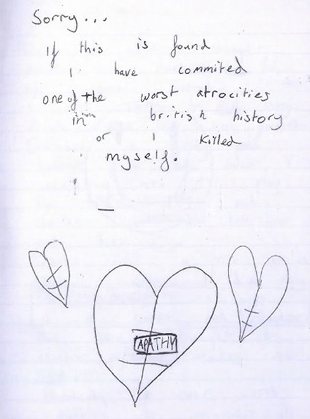 Page from a diary kept by the older boy in which he discussed his motivations for wanting to carry out a mass shooting.